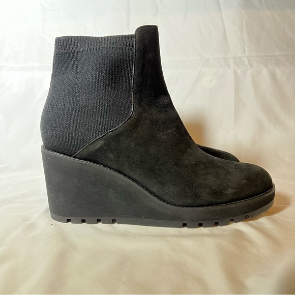 Eileen Fisher Adele Wedge Nubuck Leather Booties Ankle Boots Slip On Size 10 EUC - Picture 2 of 13
